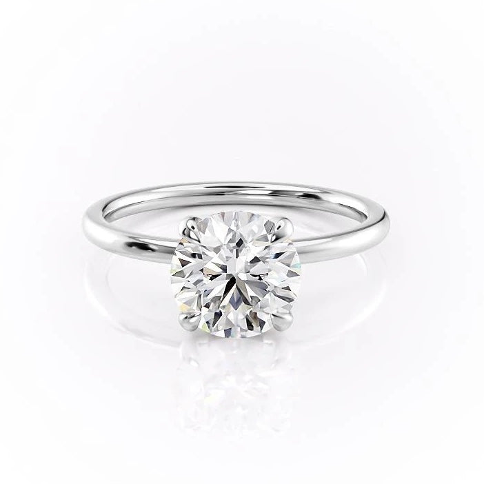 1.90 CT Round Cut Solitaire Hidden Halo Setting Moissanite Engagement Ring - crownmoissanite