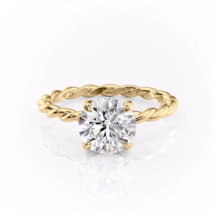 1.60 CT Round Cut Solitaire Twisted Rope Moissanite Engagement Ring - crownmoissanite