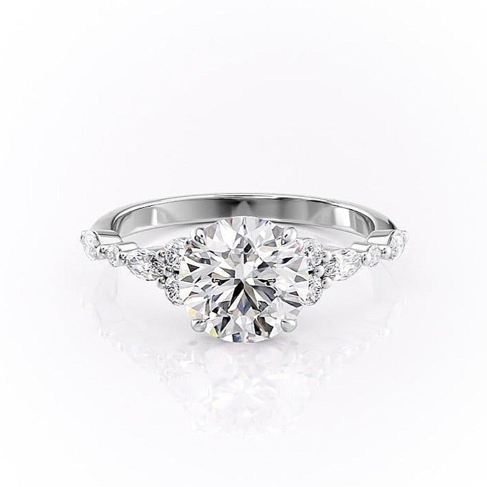 1.60 CT Round Cut Cluster Style Moissanite Engagement Ring - crownmoissanite