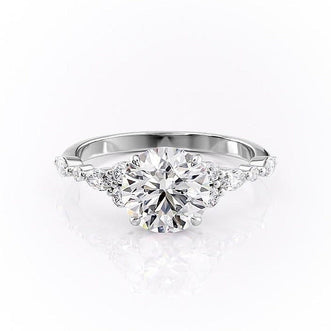 1.60 CT Round Shaped Moissanite Cluster Engagement Ring - crownmoissanite