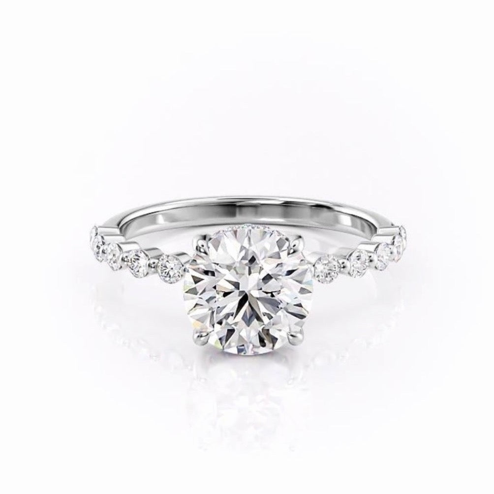 1.60 CT Round Cut Hidden Halo Pave Setting Moissanite Engagement Ring - crownmoissanite