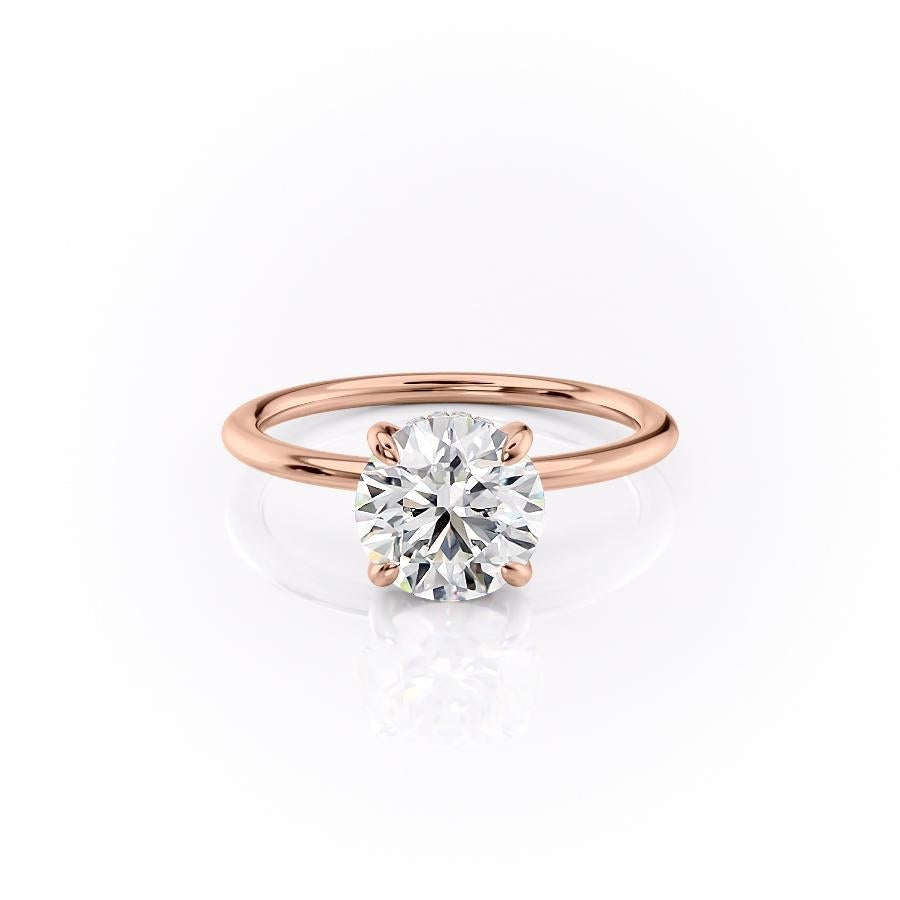 1.6 CT Round Cut Solitaire Hidden Halo Setting Moissanite Engagement Ring - crownmoissanite