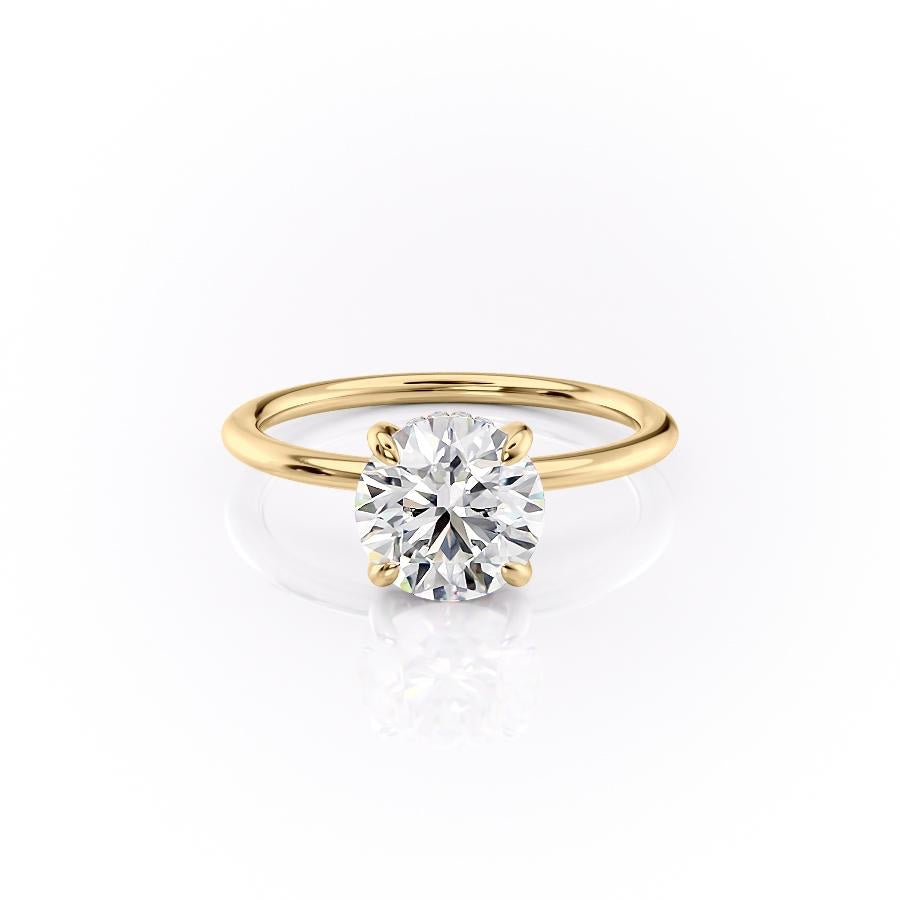 1.6 CT Round Cut Solitaire Hidden Halo Setting Moissanite Engagement Ring - crownmoissanite