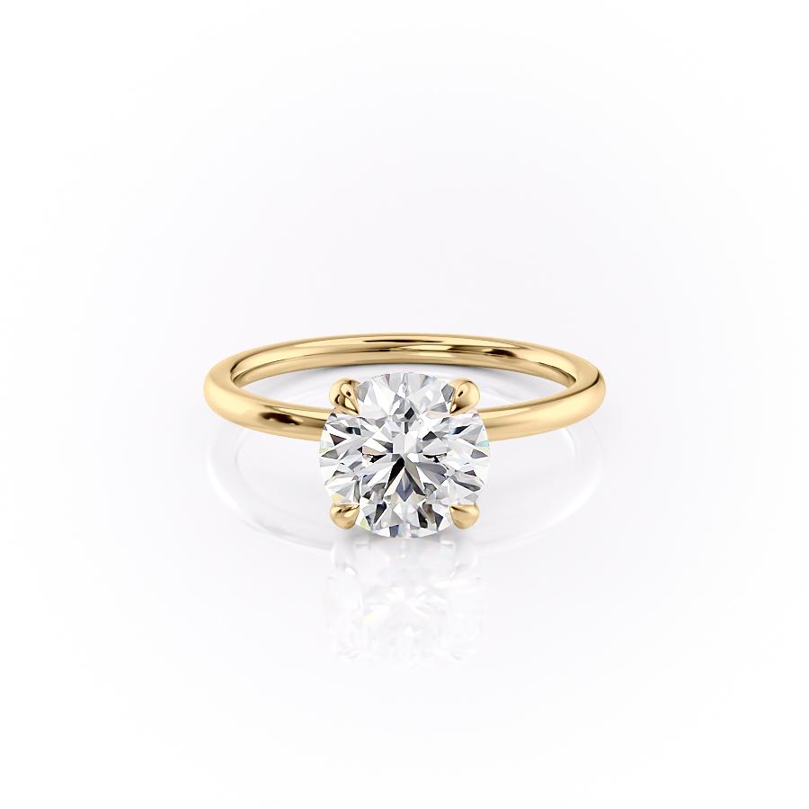 1.90 CT Round Cut Solitaire Hidden Halo Setting Moissanite Engagement Ring - crownmoissanite
