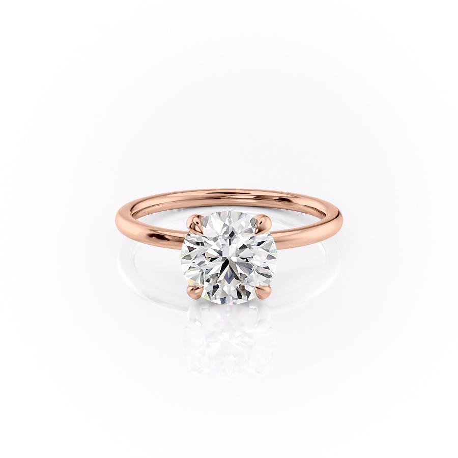 1.90 CT Round Cut Solitaire Hidden Halo Setting Moissanite Engagement Ring - crownmoissanite