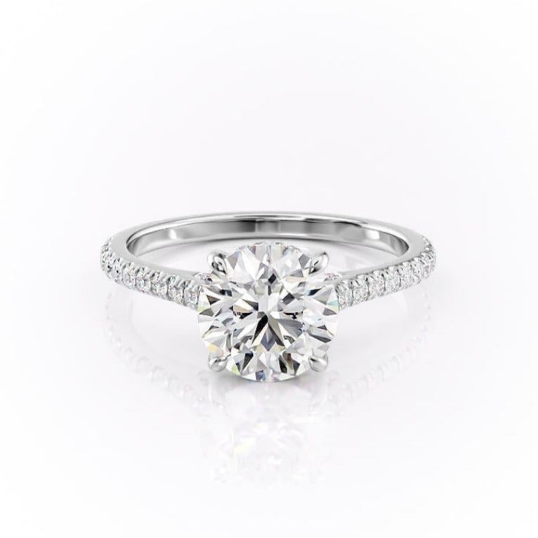 1.60 CT Round Cut Solitaire Pave Setting Moissanite Engagement Ring - crownmoissanite