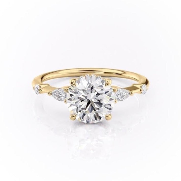 1.60 CT Round Cut Hidden Halo Setting Moissanite Engagement Ring - crownmoissanite