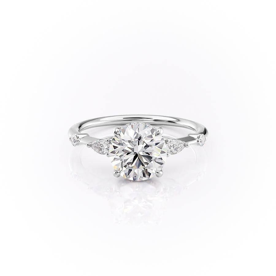 1.60 CT Round Cut Hidden Halo Setting Moissanite Engagement Ring - crownmoissanite