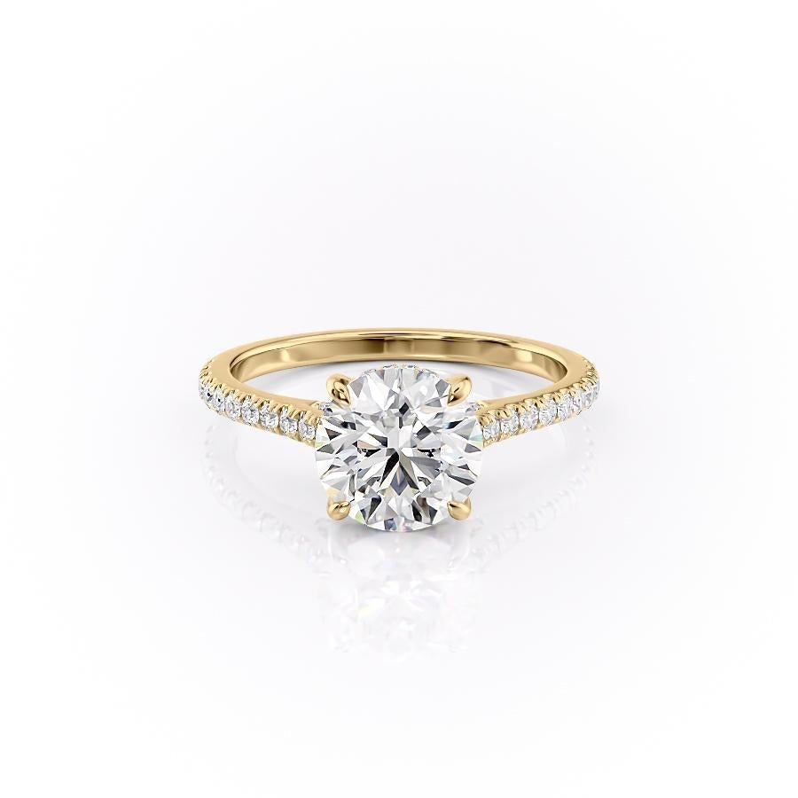 1.60 CT Round Cut Solitaire Pave Setting Moissanite Engagement Ring - crownmoissanite