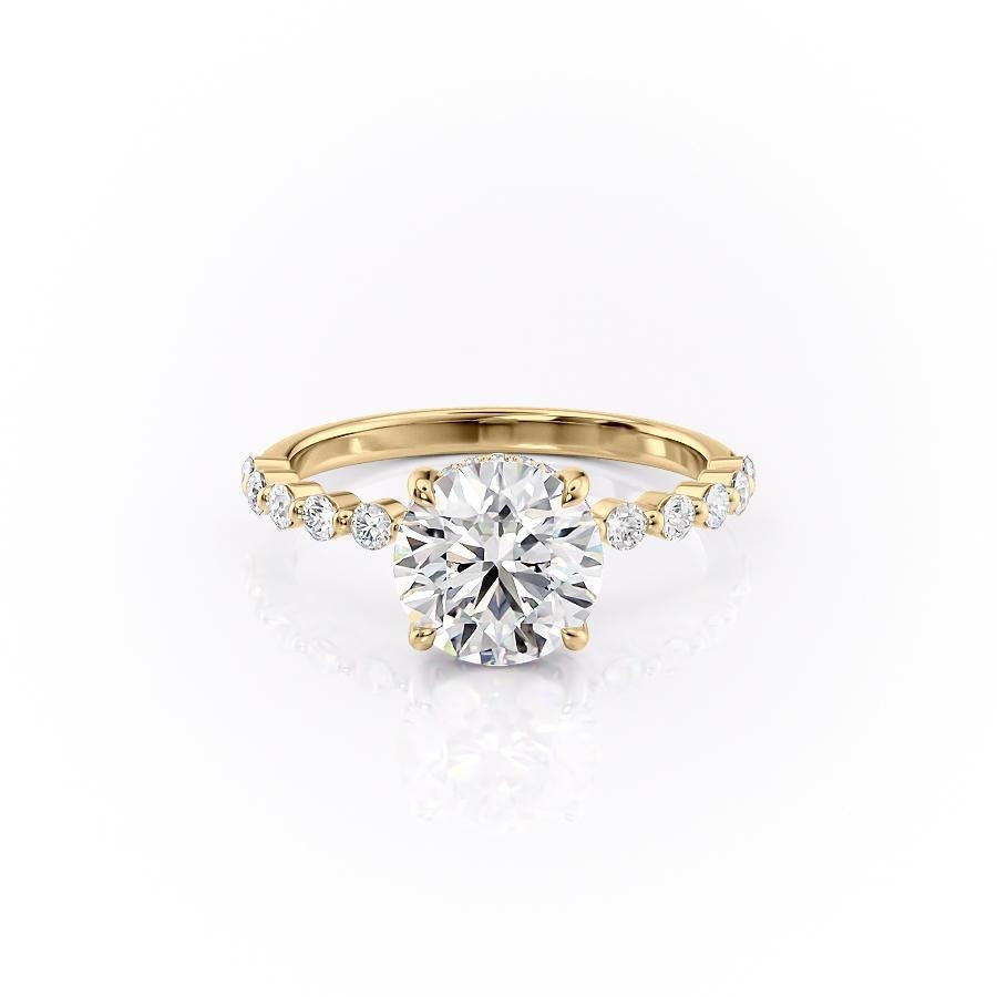 1.60 CT Round Cut Hidden Halo Pave Setting Moissanite Engagement Ring - crownmoissanite
