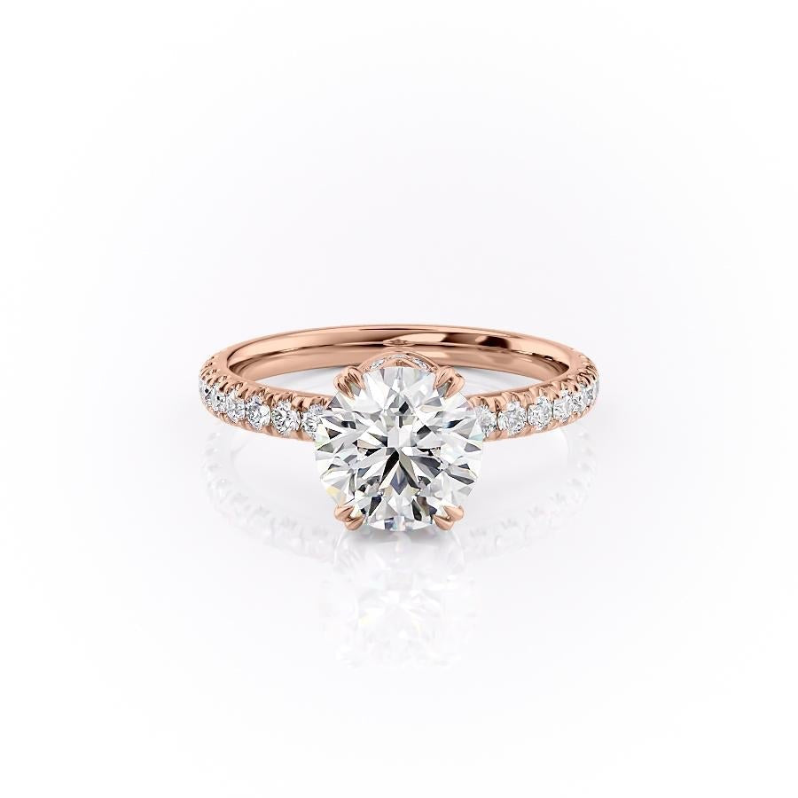 1.60 CT Round Cut Solitaire Pave Setting Moissanite Engagement Ring - crownmoissanite