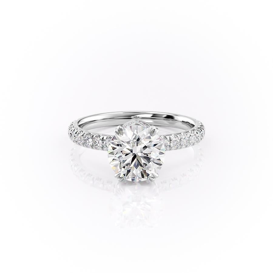 1.60 CT Round Cut Solitaire Pave Setting Moissanite Engagement Ring - crownmoissanite
