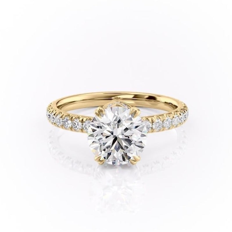1.60 CT Round Cut Solitaire Pave Setting Moissanite Engagement Ring - crownmoissanite