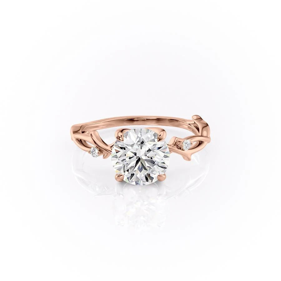 1.90 CT Round Cut Solitaire Twig Style Moissanite Engagement Ring - crownmoissanite