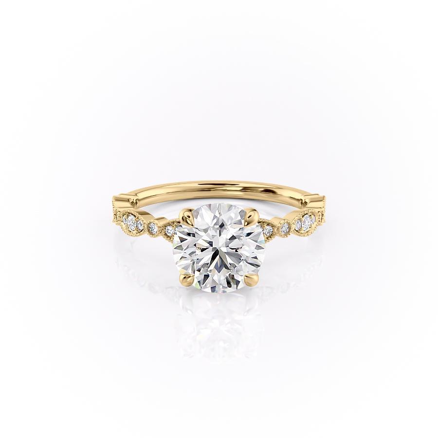 1.60 CT Round Cut Milgrain Solitaire Style Moissanite Engagement Ring - crownmoissanite