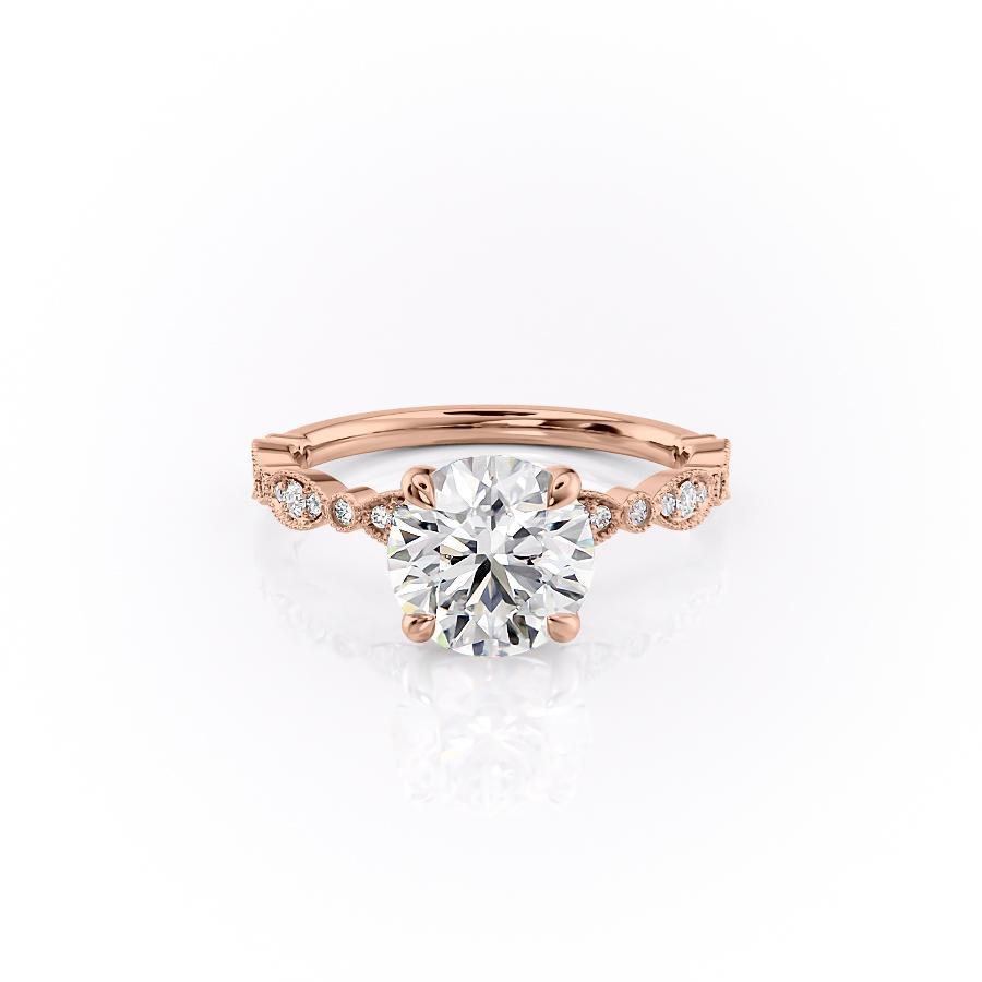 1.60 CT Round Cut Milgrain Solitaire Style Moissanite Engagement Ring - crownmoissanite