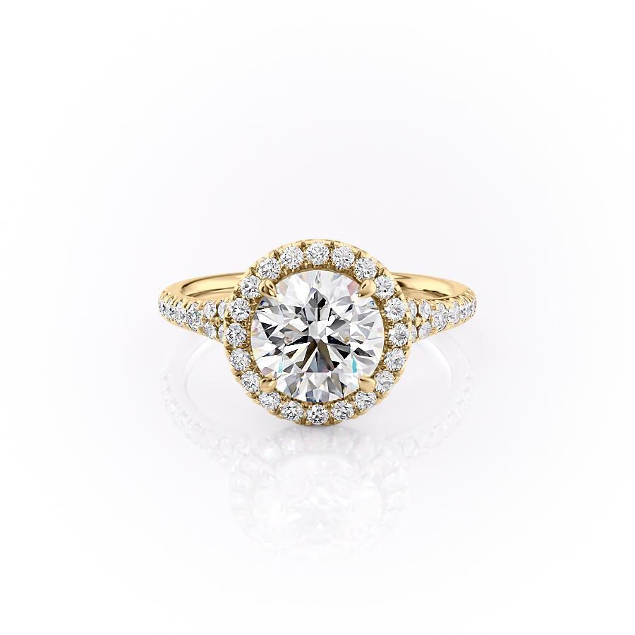 1.60 CT Round Cut Halo Split Shank Setting Moissanite Engagement Ring - crownmoissanite