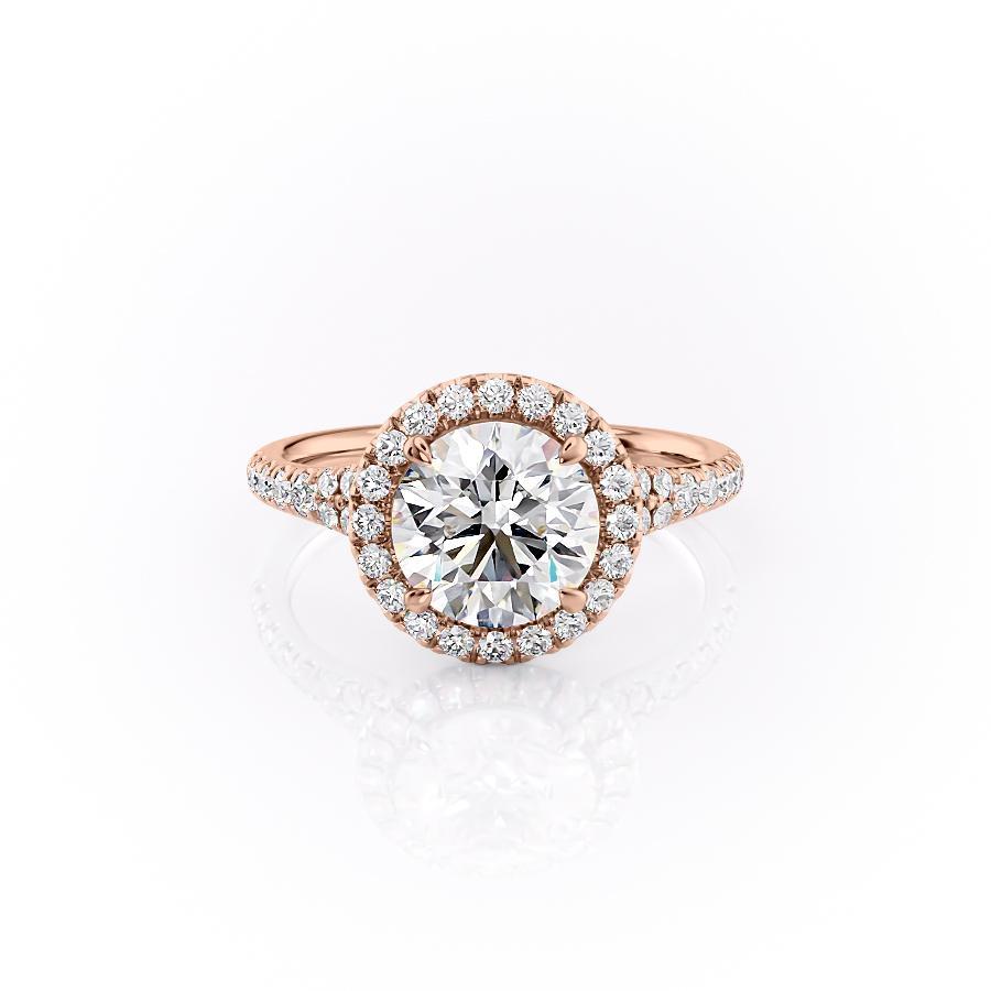 1.60 CT Round Cut Halo Split Shank Setting Moissanite Engagement Ring - crownmoissanite