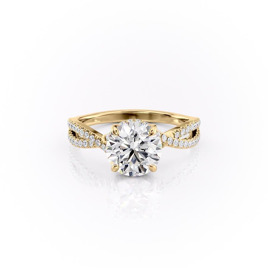 1.60 CT Round Cut Solitaire Cross Over Pave Set Moissanite Engagement Ring - crownmoissanite