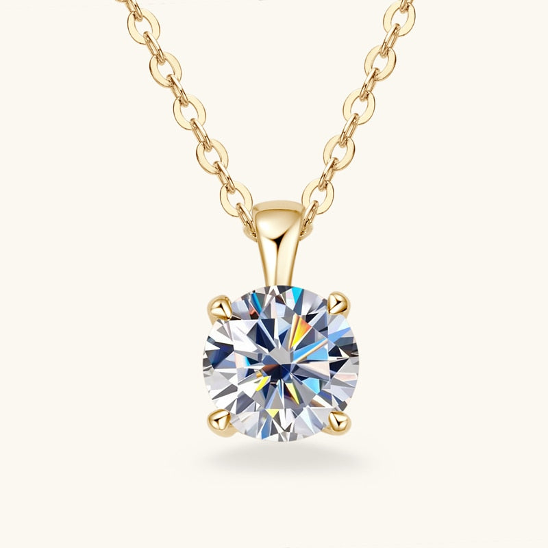 1.0 CT Round Moissanite Diamond Solitaire Necklace - crownmoissanite