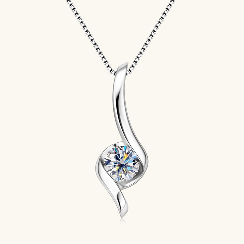 1.0 CT Round Moissanite Diamond Solitaire Necklace - crownmoissanite