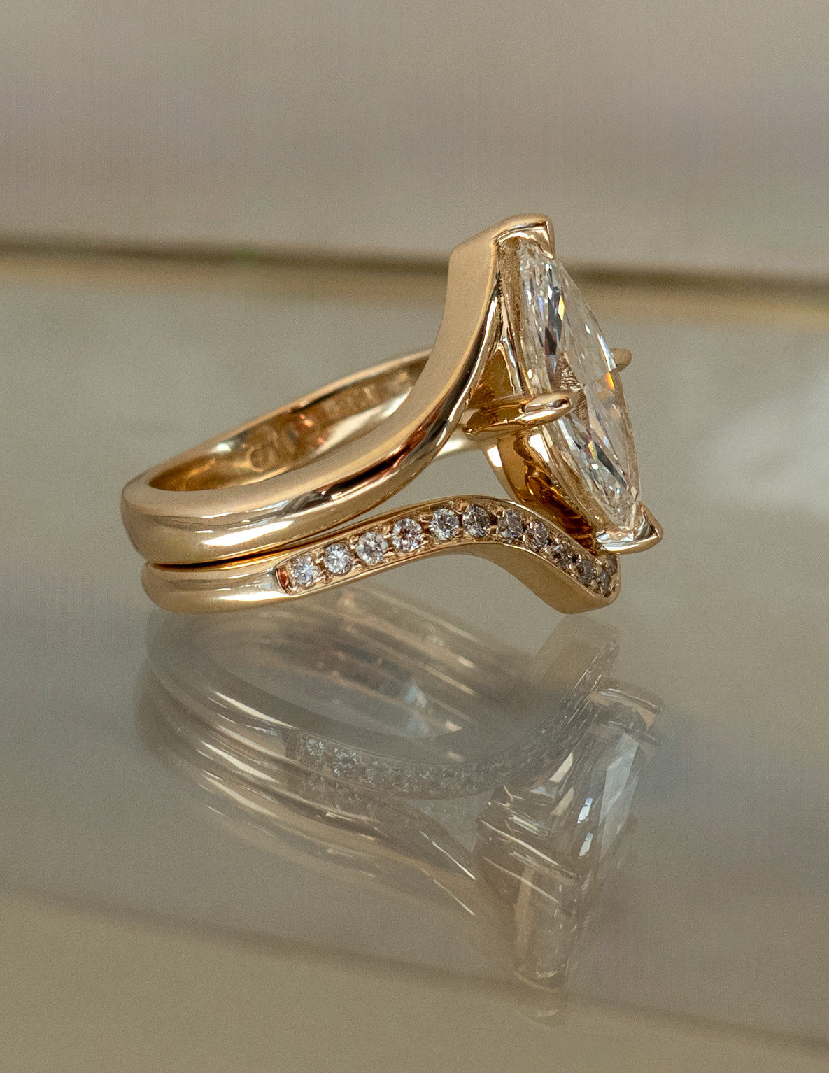 1.0 - 2.0 CT Marquise Cut Moissanite Solitaire Bridal Set