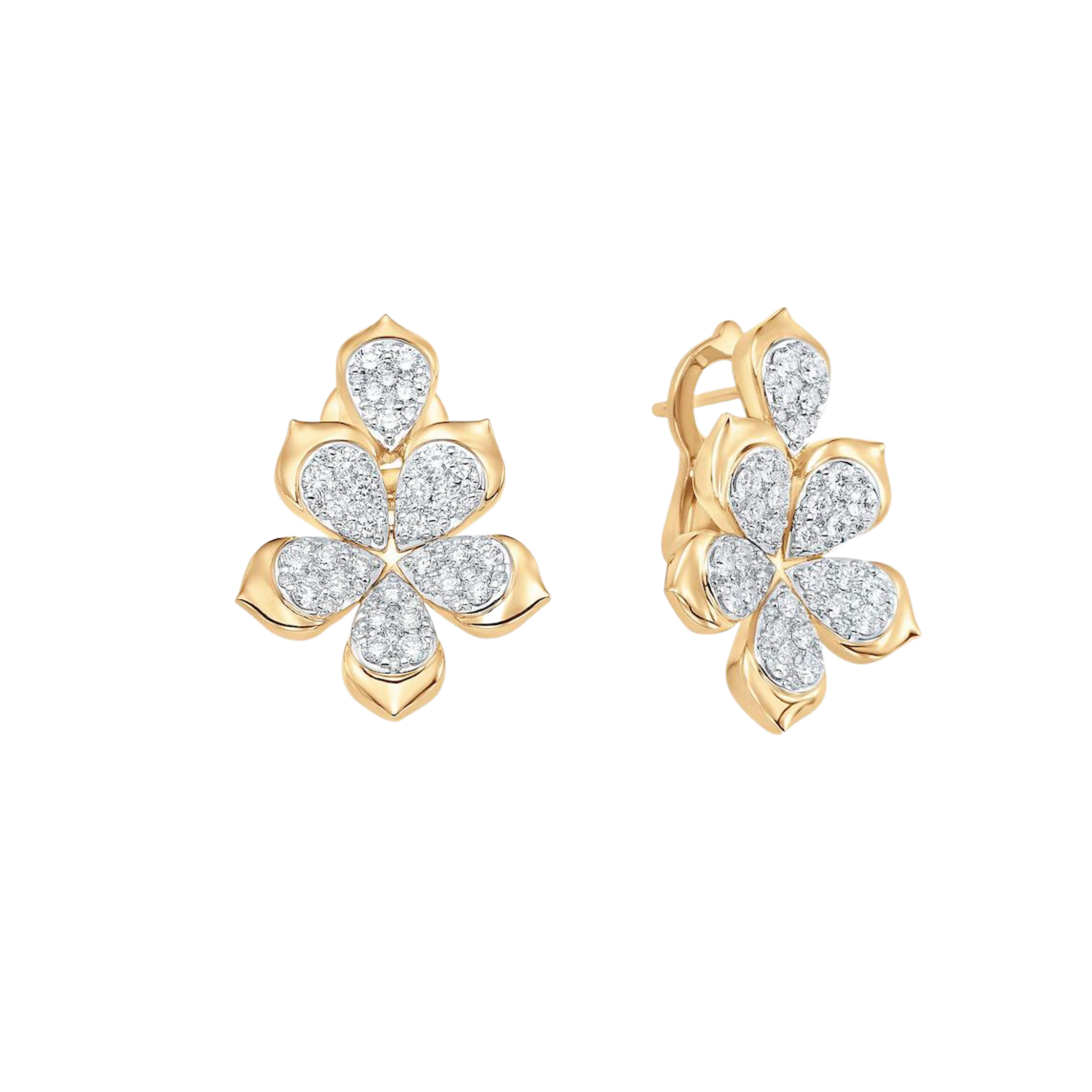 1.39 TCW Round Moissanite Diamond Flower Stud Earrings - crownmoissanite