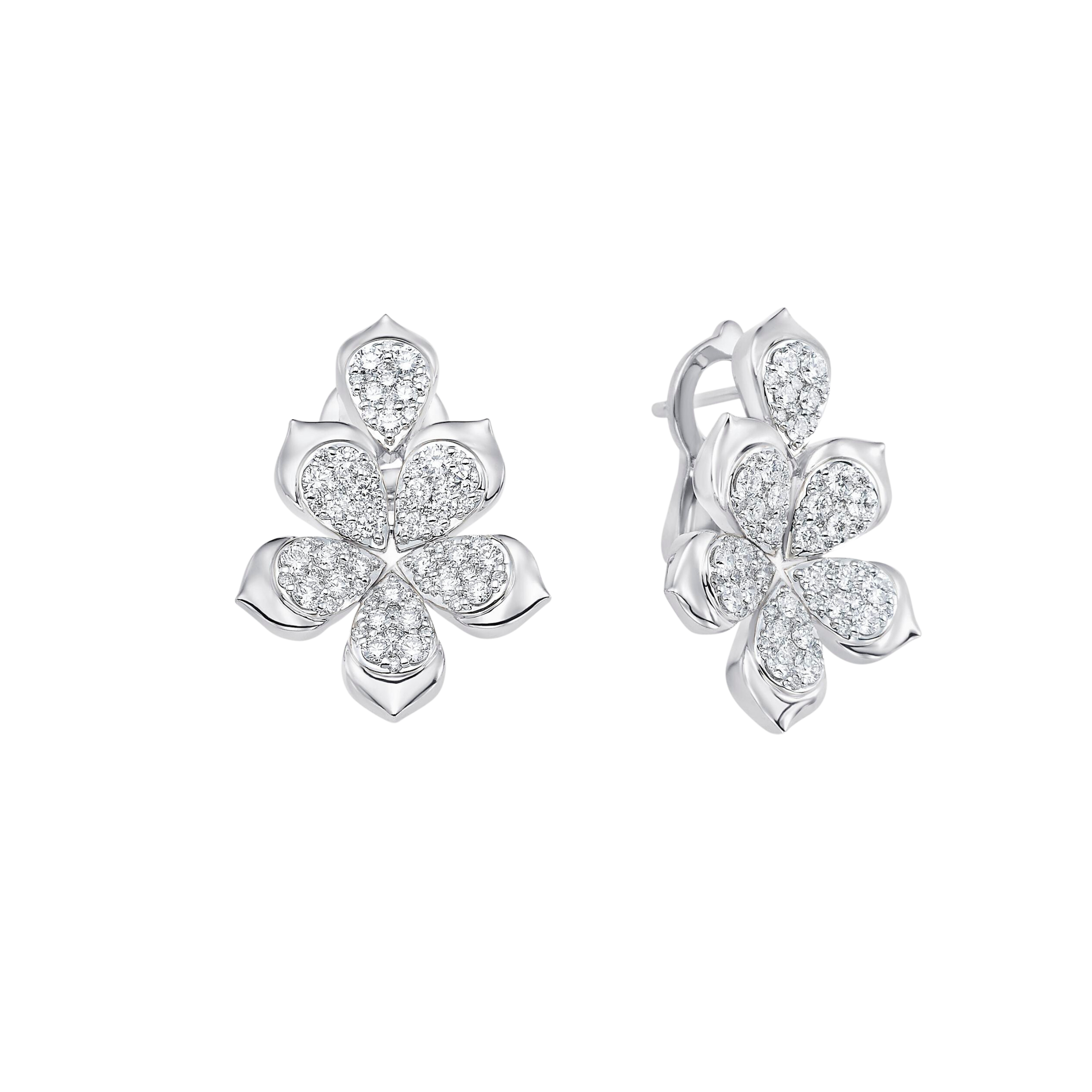 1.39 TCW Round Moissanite Diamond Flower Stud Earrings - crownmoissanite