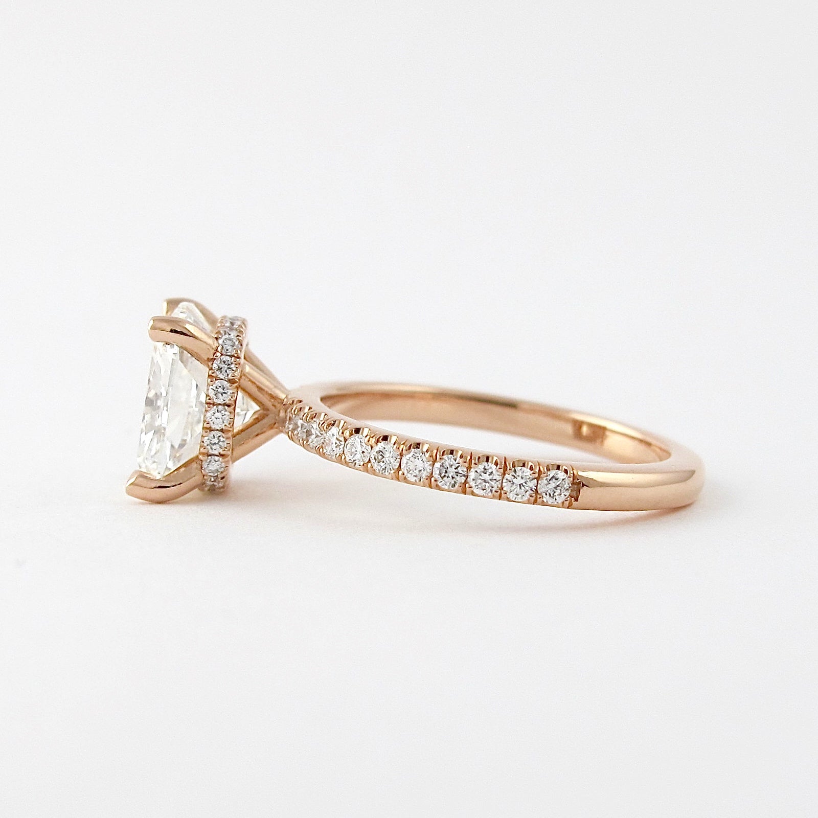 1.5 CT Cushion Shaped Moissanite Hidden Halo Engagement Ring - crownmoissanite