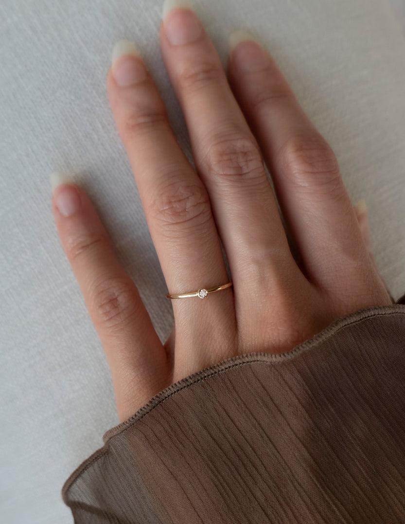 0.03 TCW Round Moissanite Minimalist Band