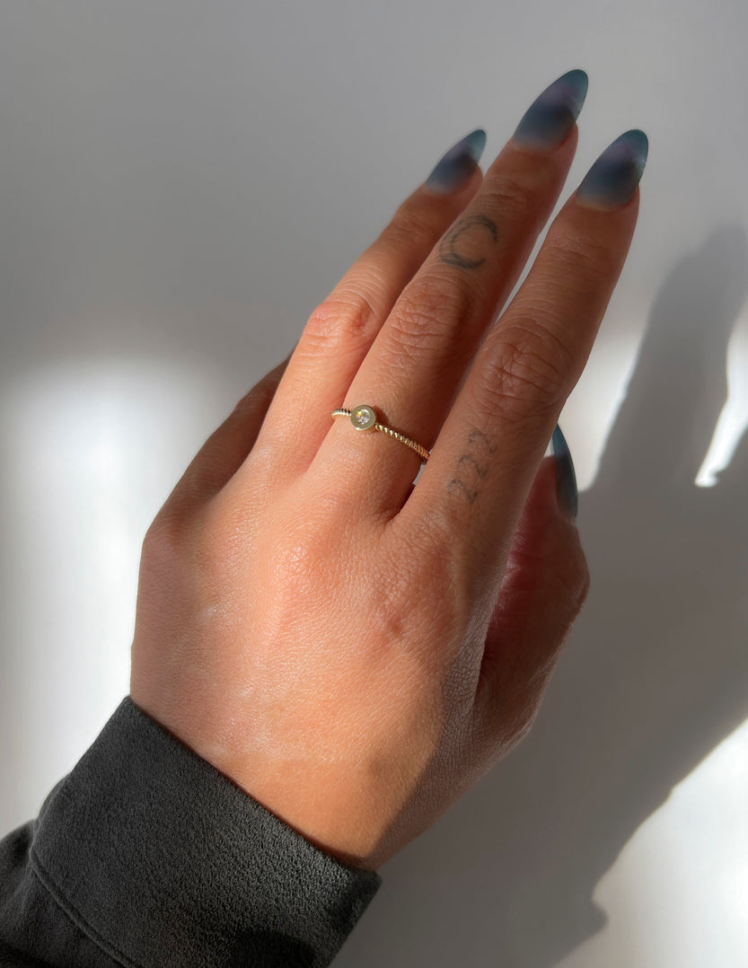 0.03 CT Round Moissanite Minimalist Engagement Ring