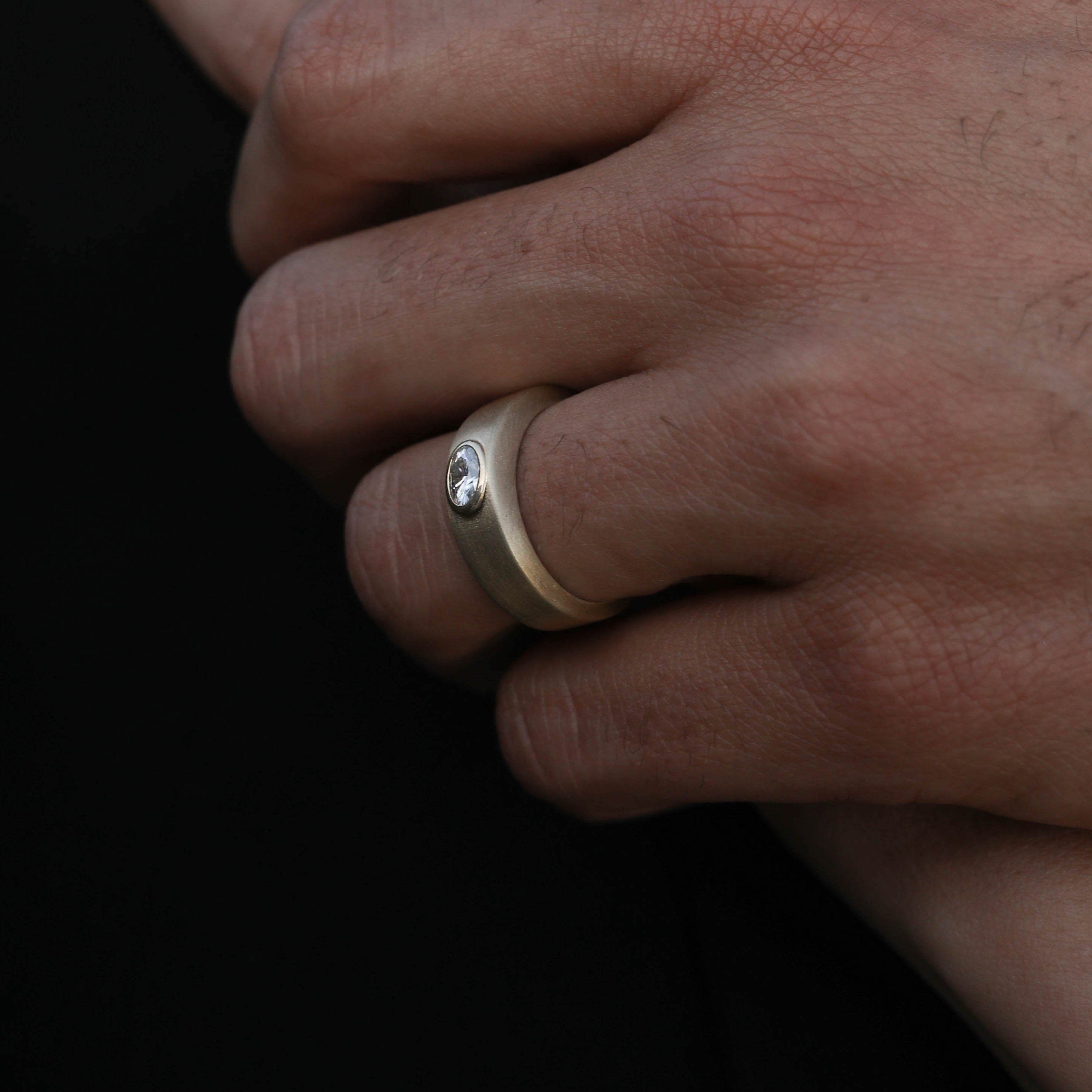 Classic Single Stone Satin-Finish Men's Band - crownmoissanite