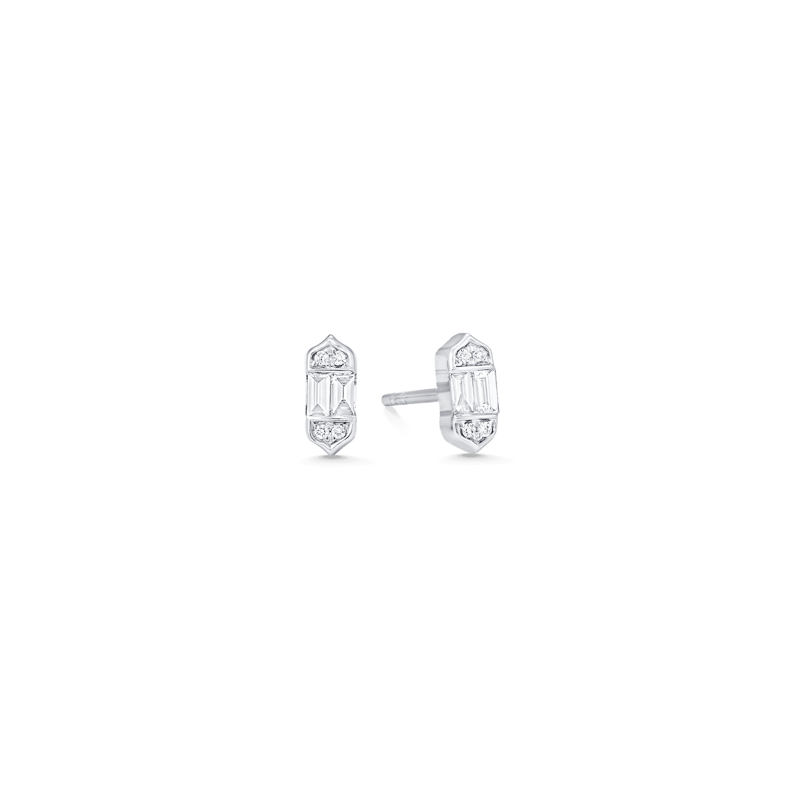 0.20 TCW Round & Baguette Moissanite Diamond Stud Earrings - crownmoissanite
