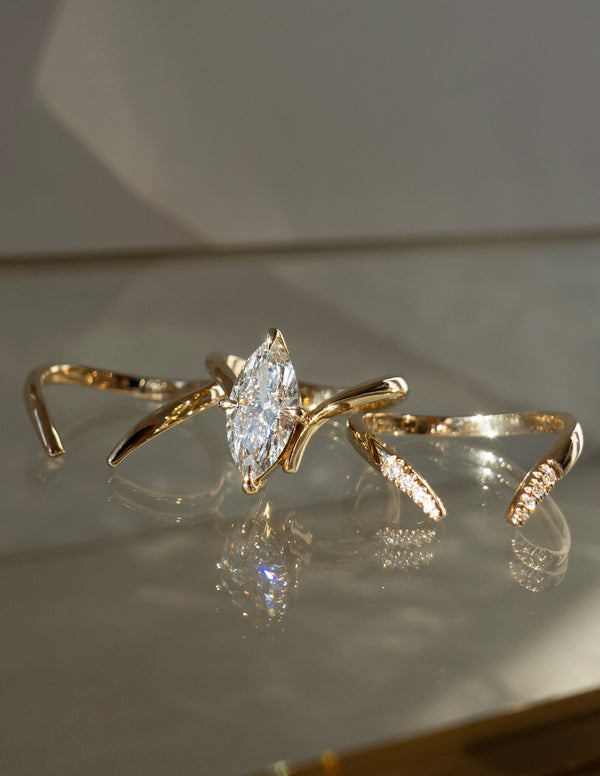 1.0 - 2.0 CT Marquise Shaped Moissanite Solitaire Style Bridal Set