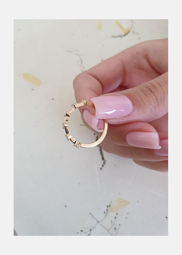 0.30 TCW Round Cut Dainty Pave Setting Moissanite Wedding Band - crownmoissanite