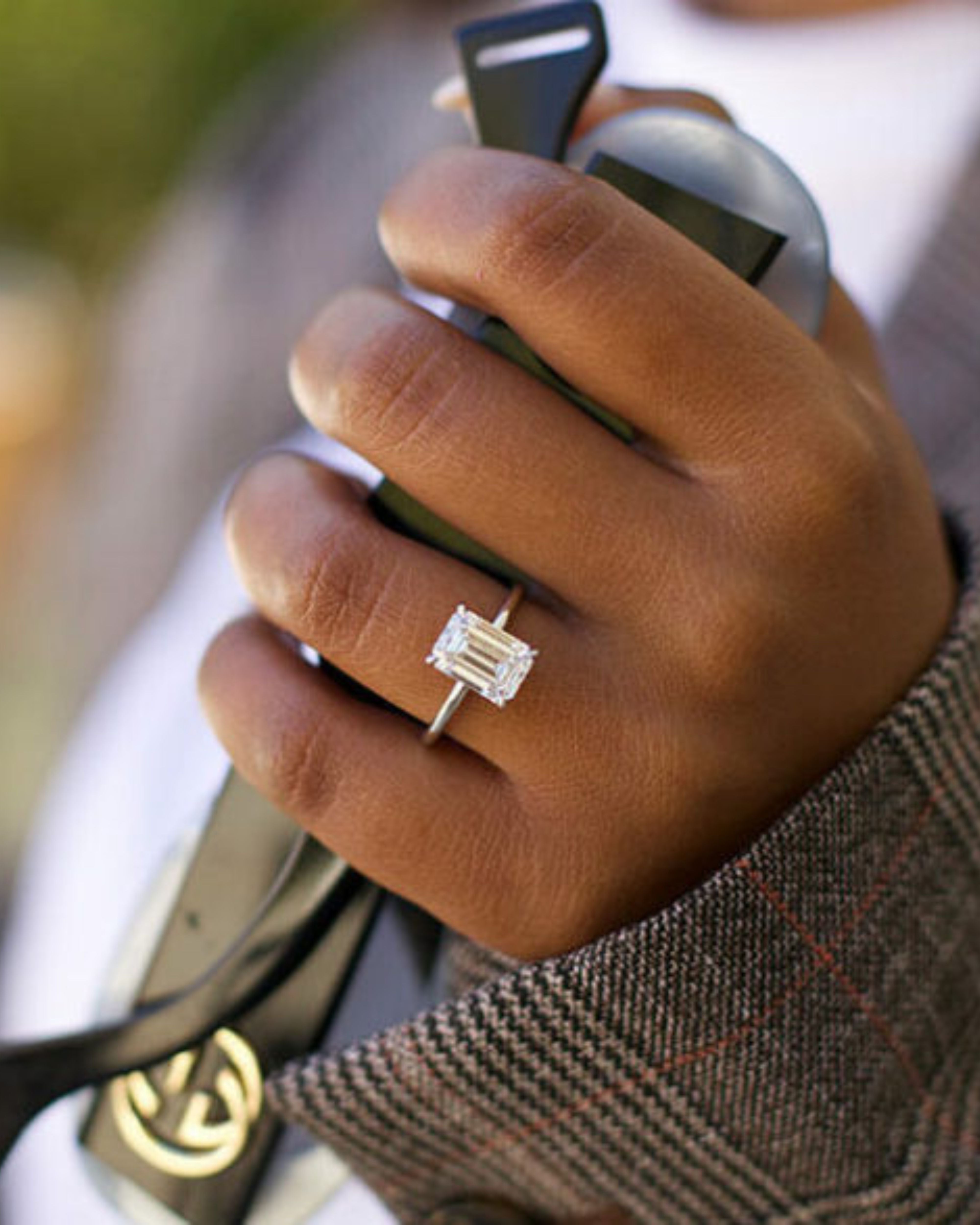 3.17 CT Emerald Cut Solitaire Style Moissanite Engagement Ring - crownmoissanite