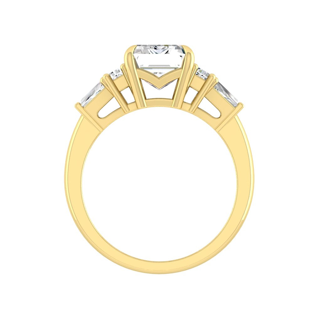 5.75 CT Emerald Cut 3 Stone Moissanite Engagement Ring - crownmoissanite