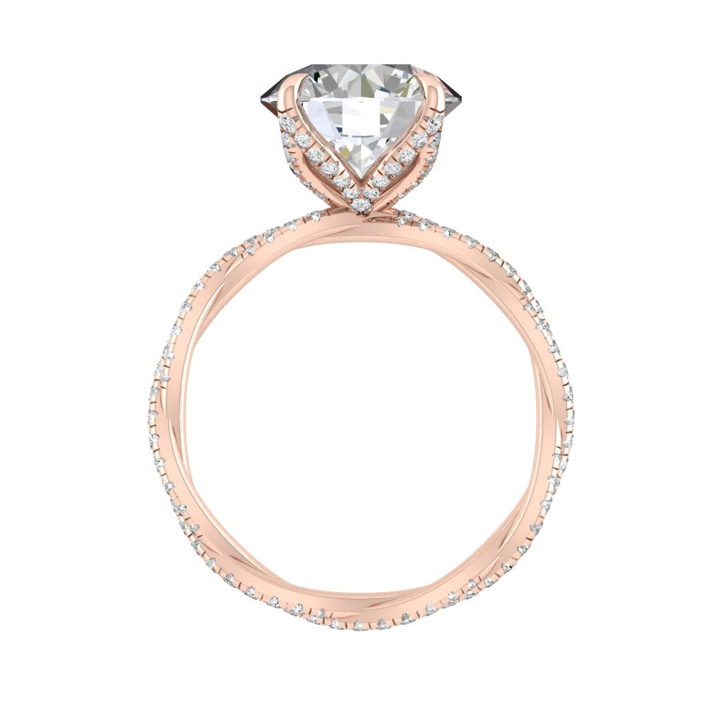 4.11 CT Round Cut Twisted Pave Moissanite Engagement Ring - crownmoissanite