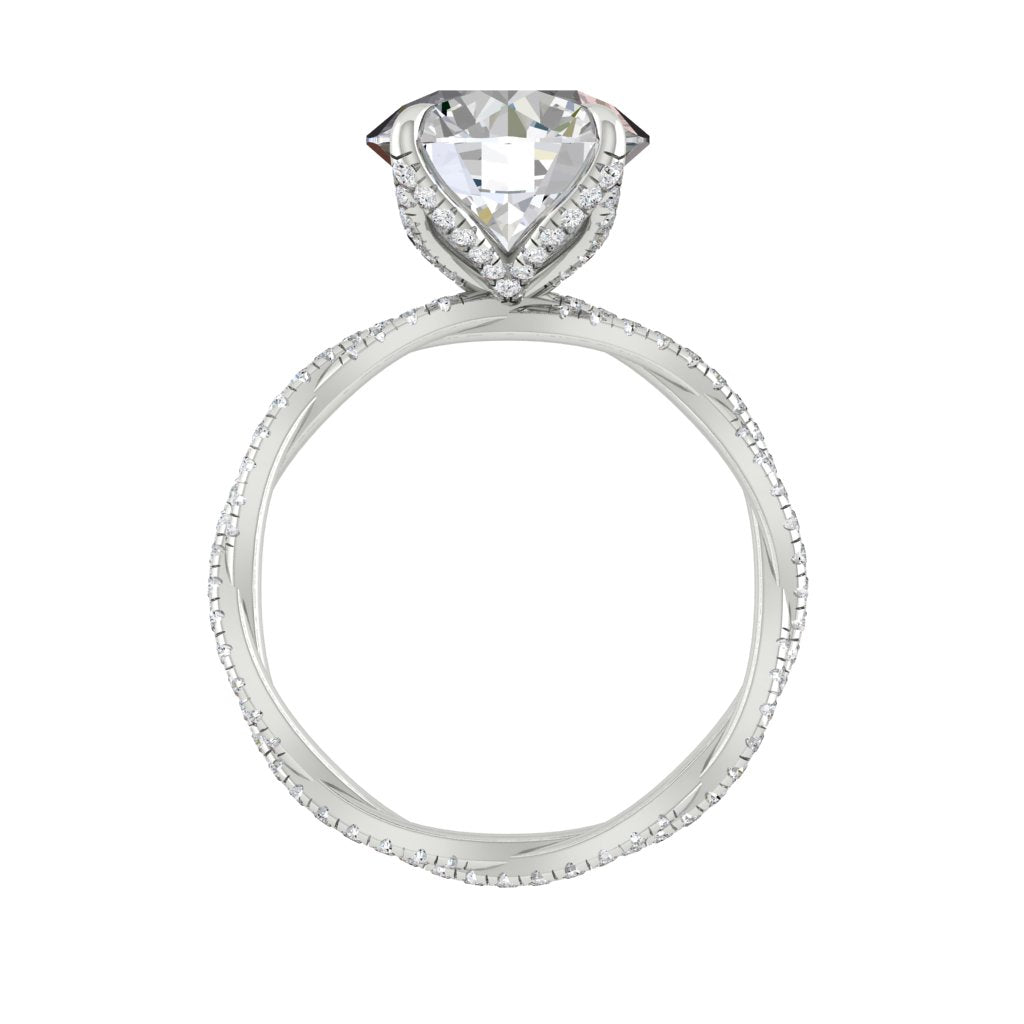 4.11 CT Round Cut Twisted Pave Moissanite Engagement Ring - crownmoissanite