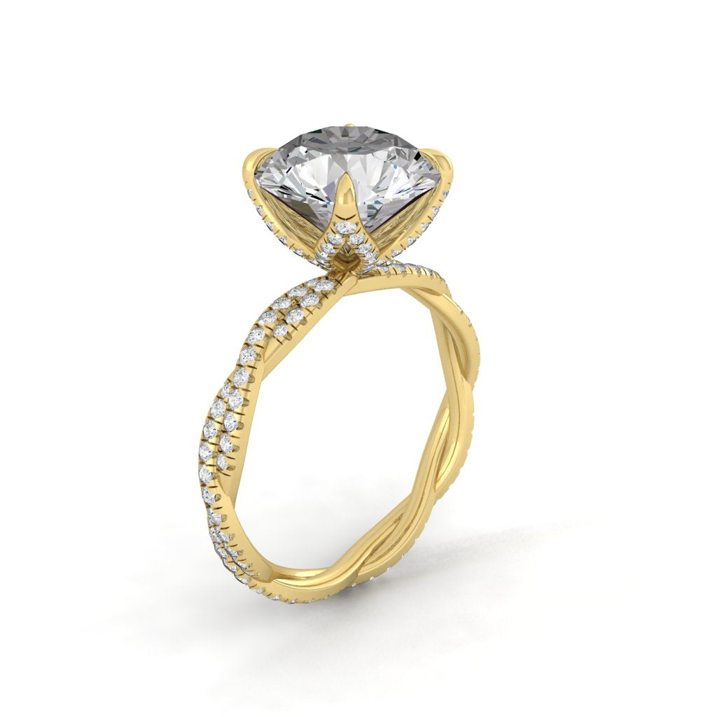 4.11 CT Round Cut Twisted Pave Moissanite Engagement Ring - crownmoissanite