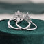 1.50 CT Pear Shaped Moissanite Cluster Bridal Ring Set - crownmoissanite