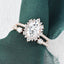 2.0 CT Oval Cut Halo Moissanite Bridal Ring Set - crownmoissanite