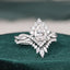 1.50 CT Pear Shaped Moissanite Cluster Bridal Ring Set - crownmoissanite