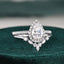 2.0 CT Pear Shaped Moissanite Halo Bridal Ring Set - crownmoissanite