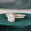 1.50 CT Emerald Cut Hidden Halo Moissanite Bridal Ring Set - crownmoissanite