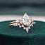1.50 CT Pear Shaped Moissanite Cluster Bridal Ring Set - crownmoissanite