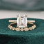 2.50 CT Emerald Cut Solitaire Style Moissanite Bridal Ring Set - crownmoissanite