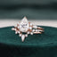 1.50 CT Pear Cut Cluster Moissanite Bridal Ring Set - crownmoissanite