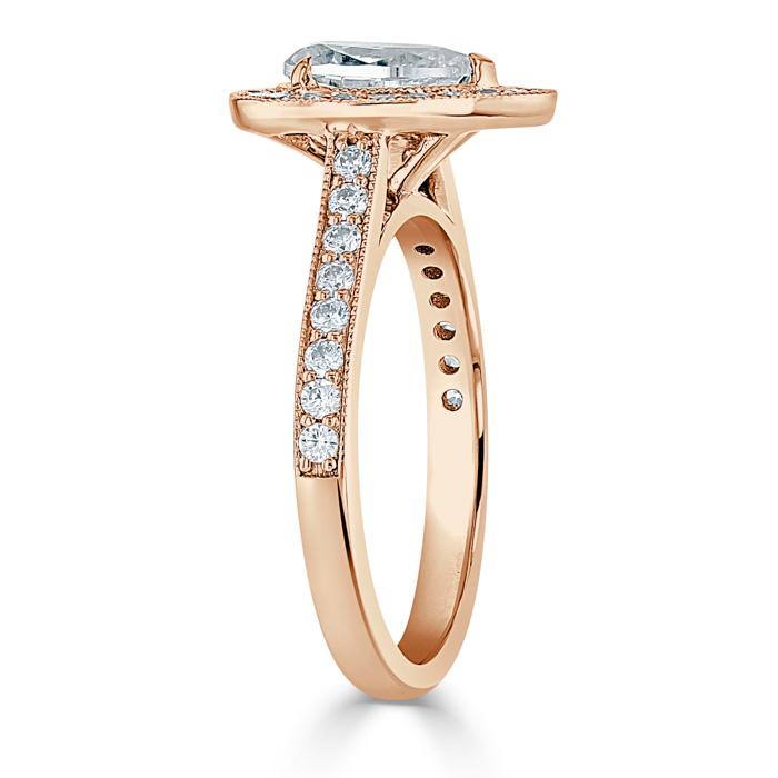 1.52 CT Pear Cut Halo Channel Pave Moissanite Engagement Ring - crownmoissanite