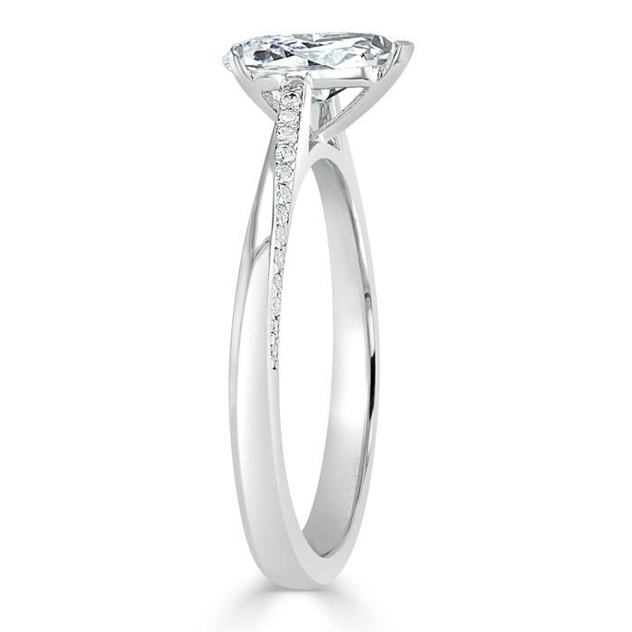 0.75 CT Pear Cut Solitaire Moissanite Engagement Ring - crownmoissanite